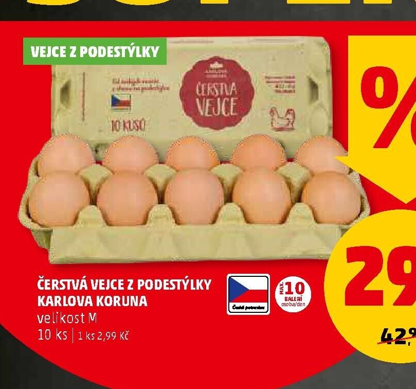 ČERSTVÁ VEJCE Z PODESTÝLKY KARLOVA KORUNA