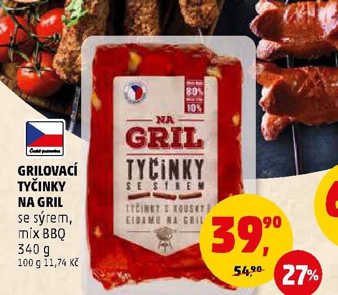 Grilovací tyčinky na gril se sýrem