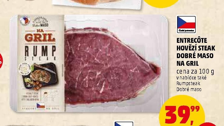 ENTRECÔTE HOVĚZÍ STEAK DOBRÉ MASO NA GRIL