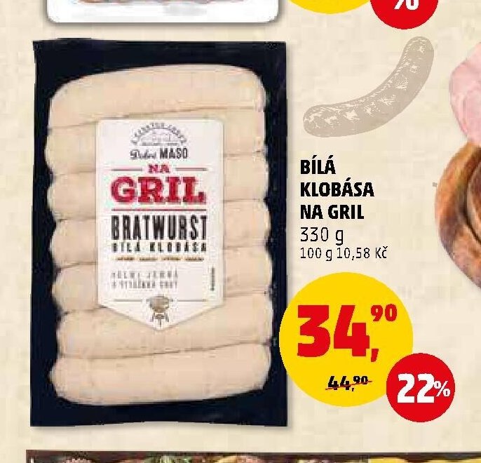 BÍLÁ KLOBÁSA NA GRIL