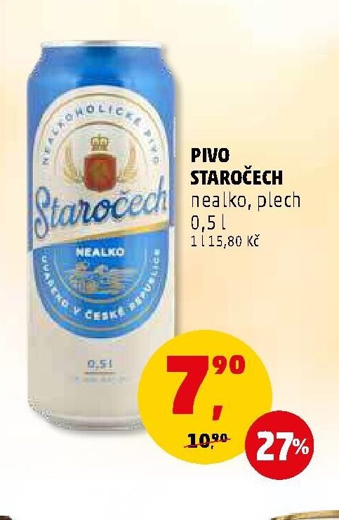Pivo Staročech nealko, plech 0,5 l