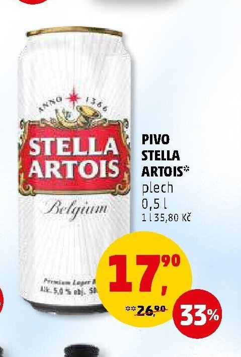 Pivo Stella Artois plech 0,5 l