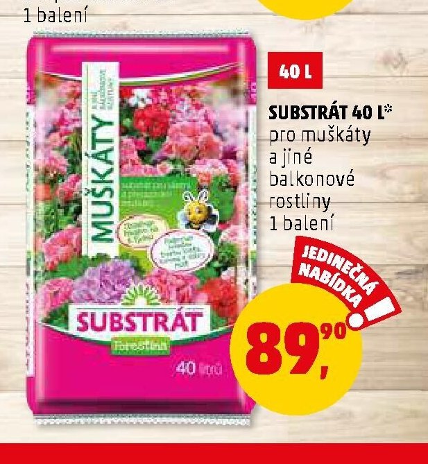 SUBSTRÁT 40 L PRO MUŠKÁTY A JINÉ BALKONOVÉ ROSTLINY