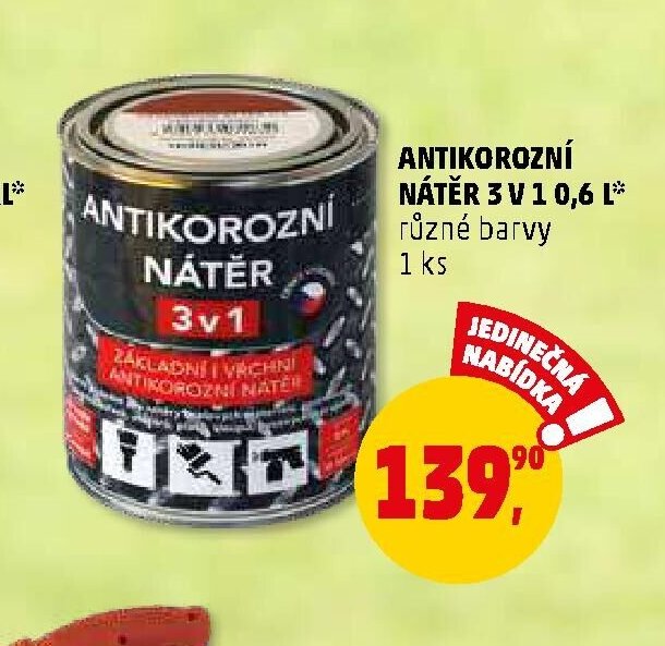 ANTIKOROZNÍ NÁTĚR 3 V 1 0,6 L