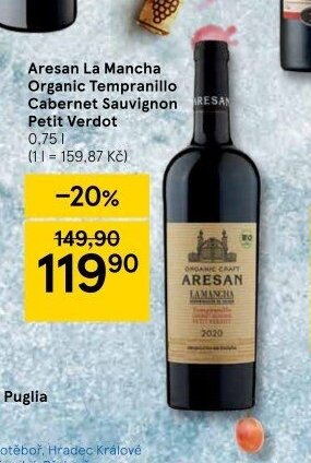 Aresan La Mancha Organic Tempranillo Cabernet Sauvignon Petit Verdot 0,75 l