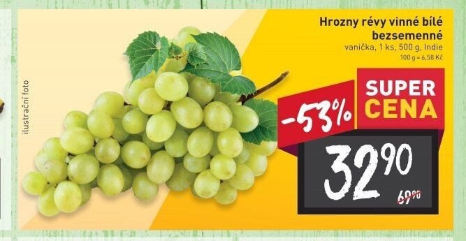 Hrozny révy vinné bílé bezsemenné