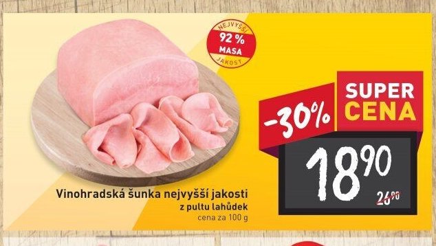 Vinohradská šunka nejvyšší jakosti z pultu lahůdek