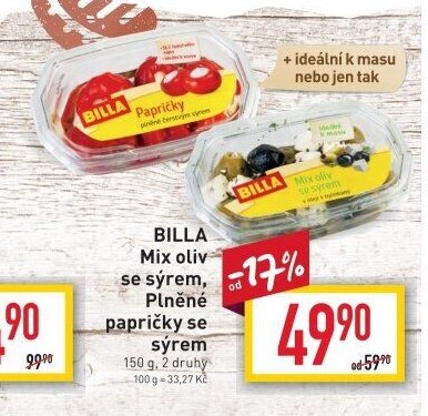 BILLA Mix oliv se sýrem, Plněné papričky se sýrem