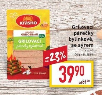 Krásno Grilovací párečky bylinkové se sýrem