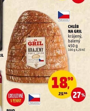 Chléb na gril krájený, balený