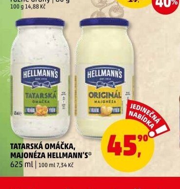 TATARSKÁ OMÁČKA, MAJONÉZA HELLMANN'S* 625 ml