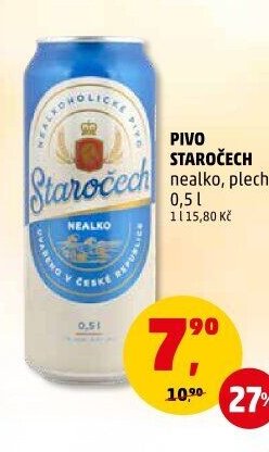 Pivo Staročech nealko, plech 0,5 l