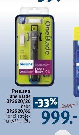 PHILIPS One Blade QP2620/20 nebo QP2520/65 holicí strojek na tvář a tělo