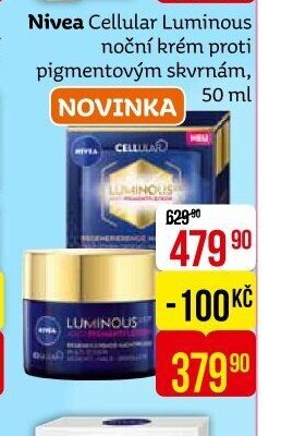 Nivea Cellular Luminous noční krém proti pigmentovým skvrnám 50 ml