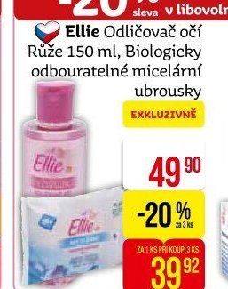 Ellie Odličovač očí Růže 150 ml, Biologicky odbouratelné micelární ubrousky