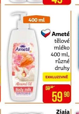 Ameté tělové mléko 400 ml, různé druhy