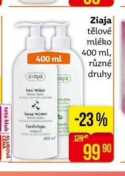Ziaja tělové mléko 400 ml, různé druhy