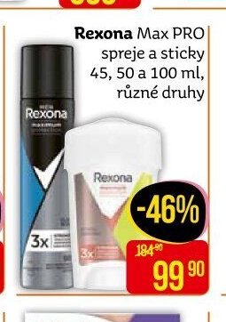 Rexona Max PRO spreje a sticky 45, 50 a 100 ml, různé druhy