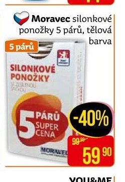 Moravec silonkové ponožky 5 párů, tělová barva