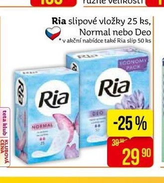 Ria slipové vložky 25 ks, Normal nebo Deo