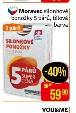 Moravec silonkové ponožky 5 párů, tělová barva