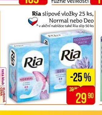Ria slipové vložky 25 ks, Normal nebo Deo