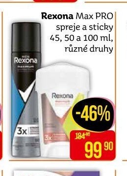 Rexona Max PRO spreje a sticky 45, 50 a 100 ml, různé druhy