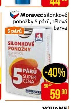 Moravec silonkové ponožky 5 párů, tělová barva