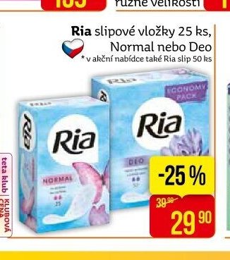 Ria slipové vložky 25 ks, Normal nebo Deo