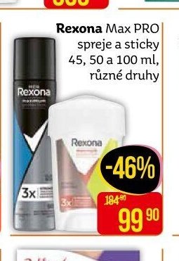 Rexona Max PRO spreje a sticky 45, 50 a 100 ml, různé druhy
