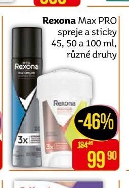 Rexona Max PRO spreje a sticky 45, 50 a 100 ml, různé druhy
