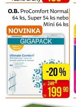 O.B. ProComfort Normal 64 ks, Super 54 ks nebo Mini 64 ks