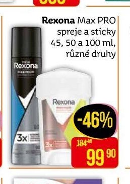 Rexona Max PRO spreje a sticky 45, 50 a 100 ml, různé druhy