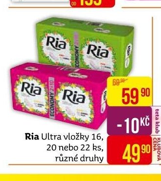 Ria Ultra vložky 16, 20 nebo 22 ks, různé druhy