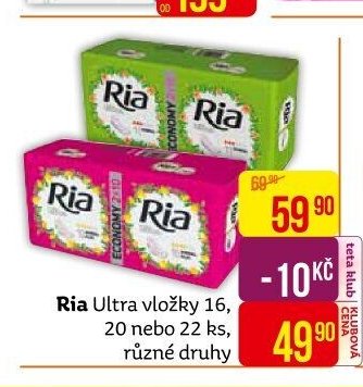 Ria Ultra vložky 16, 20 nebo 22 ks, různé druhy