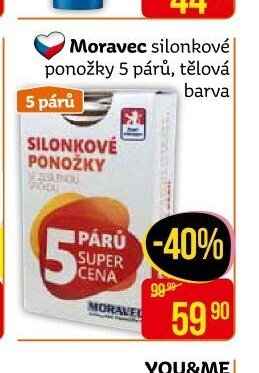 Moravec silonkové ponožky 5 párů, tělová barva