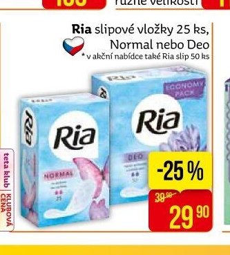 Ria slipové vložky 25 ks, Normal nebo Deo