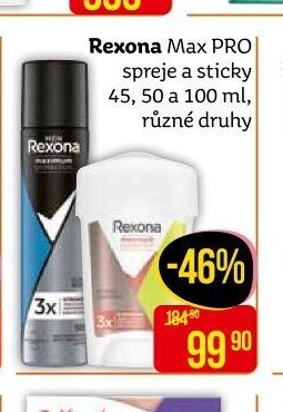 Rexona Max PRO spreje a sticky 45, 50 a 100 ml, různé druhy