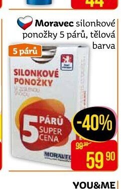Moravec silonkové ponožky 5 párů, tělová barva