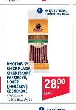 KMOTROVKY - CHICK KLASIK, CHICK PIKANT, PAPRIKOVÉ, HOVĚZÍ, UHERÁKOVÉ, ČESNEKOVÉ