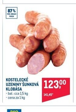 KOSTELECKÉ UZENINY ŠUNKOVÁ KLOBÁSA