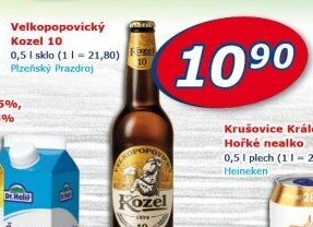 Pivo světlé výčepní 10°Velkopopovický Kozel