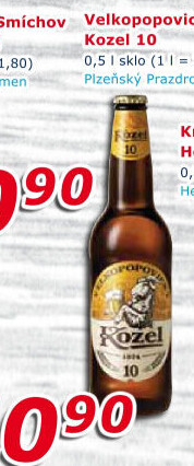 Pivo světlé výčepní 10°Velkopopovický Kozel