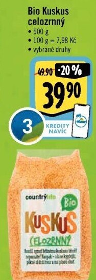 Kuskus celozrnný bio Country Life