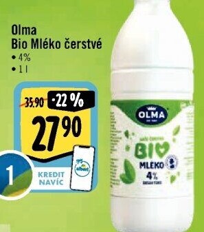 Mléko čerstvé Bio Olma - 4% plnotučné