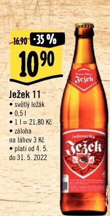 Pivo světlý ležák 11° Ježek Pivovar Jihlava