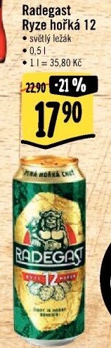 Pivo světlý ležák 12° Ryze hořká Radegast