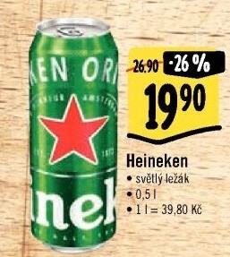 Pivo světlý ležák Heineken