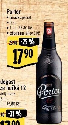 Pivo tmavé Pardubický Porter Pardubický pivovar
