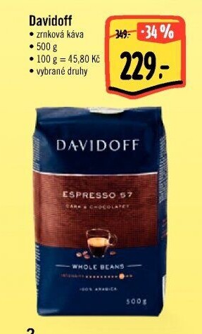 Zrnkové kávy Davidoff